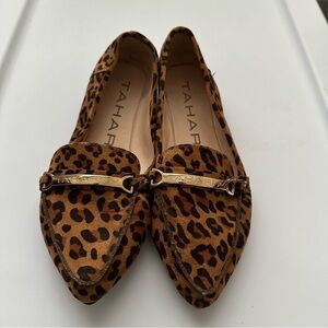 Tahari Leopard Print Suede Loafers